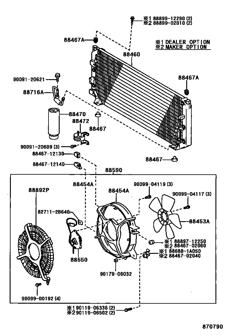Toyota COROLLA Heating & Air Conditioning - Cooler Piping EPC diagram — 870790