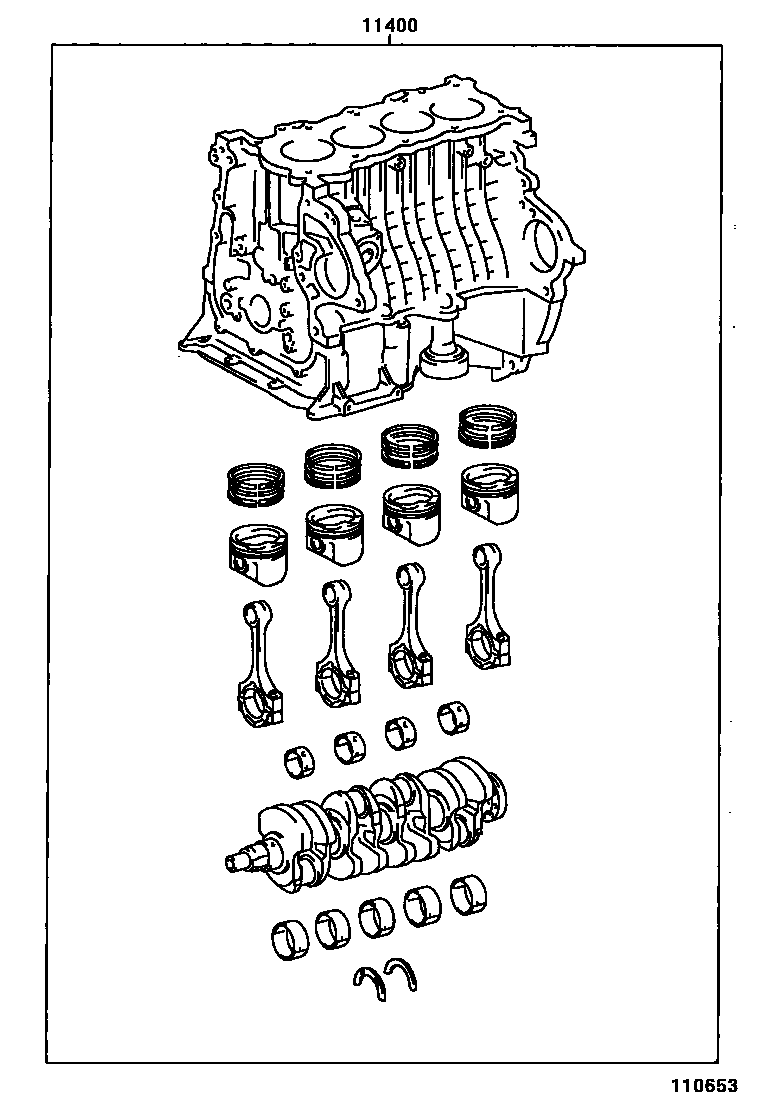 Toyota COROLLA Short Block Assembly EPC diagram — 110653