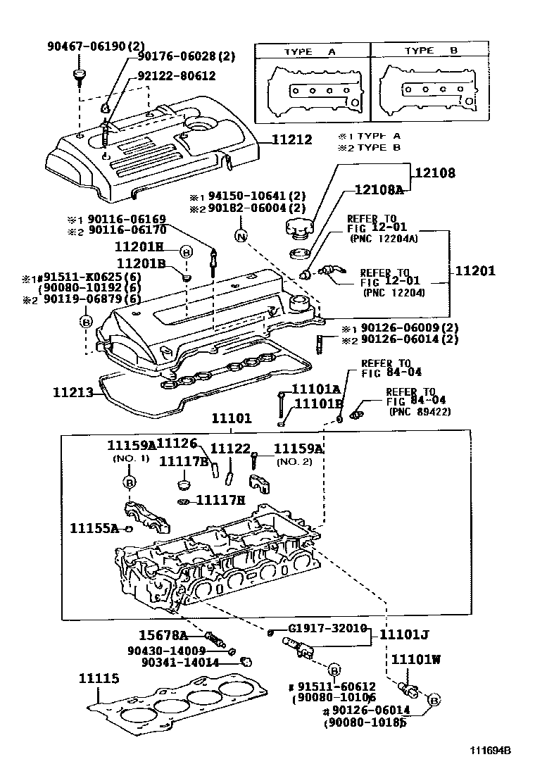 Toyota COROLLA Cylinder Head EPC diagram — 111694B