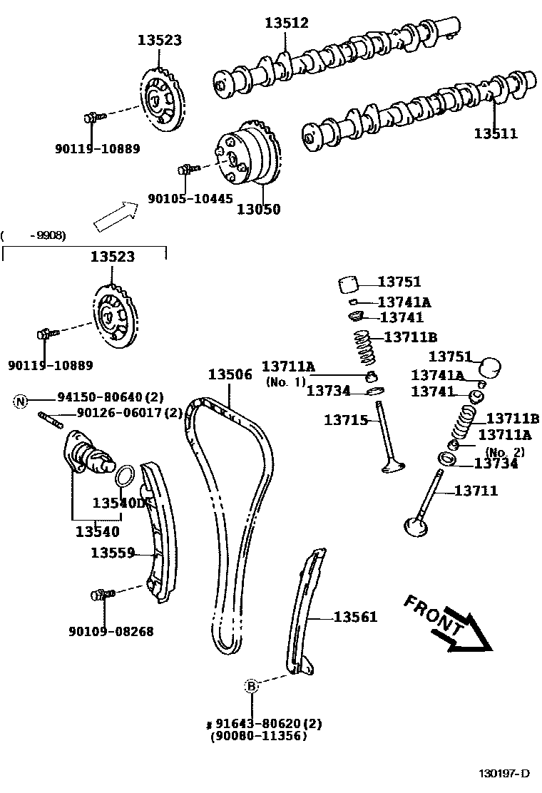 Toyota COROLLA Camshaft & Valve EPC diagram — 130197D