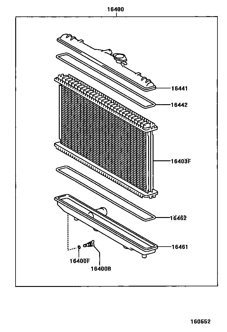 Toyota COROLLA RADIATOR & WATER OUTLET EPC diagram — 160552