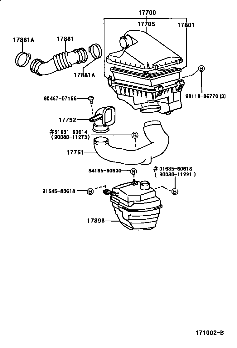 Toyota COROLLA Air Cleaner EPC diagram — 171002B