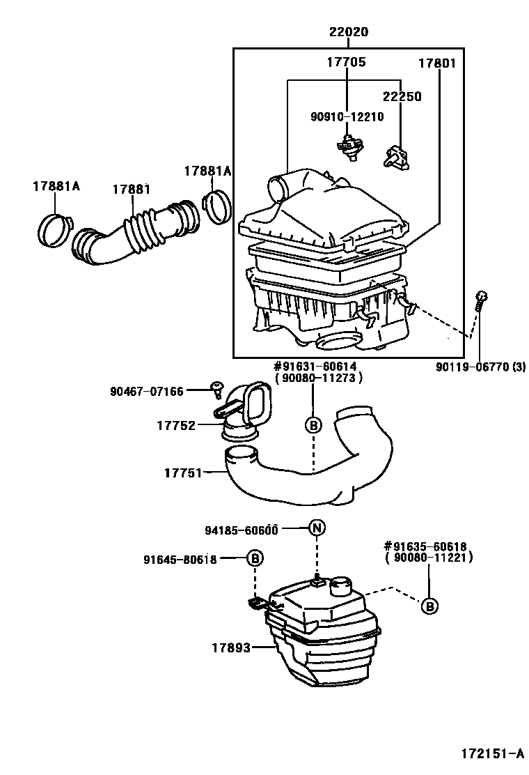 Toyota COROLLA Air Cleaner EPC diagram — 172151A