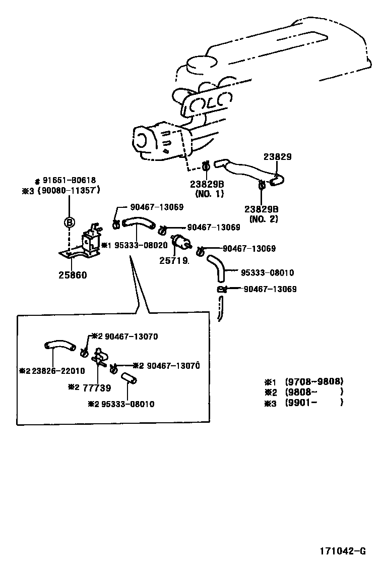 Toyota COROLLA vacuum tube EPC diagram — 171042G
