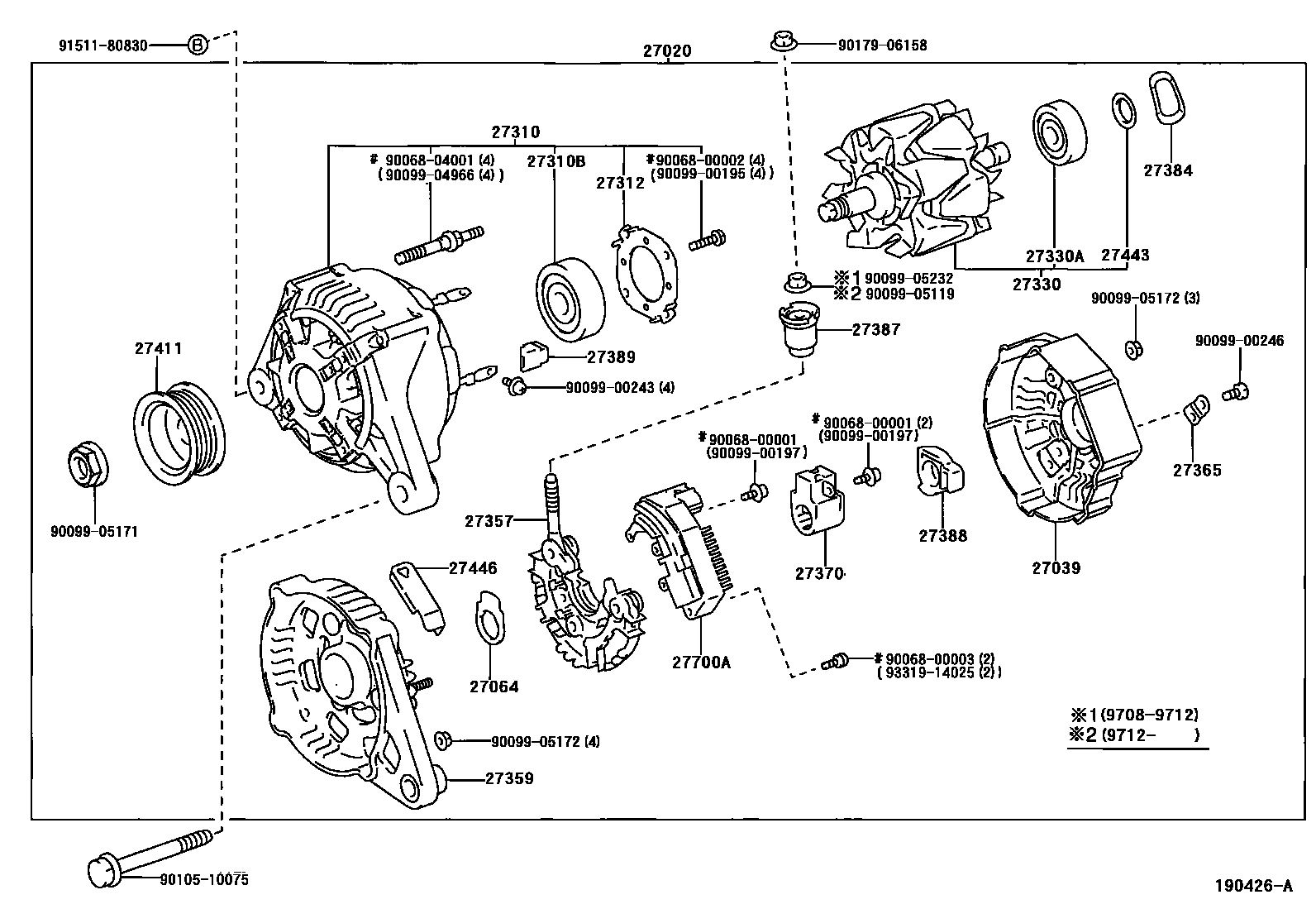 Toyota COROLLA Alternator EPC diagram — 190426A