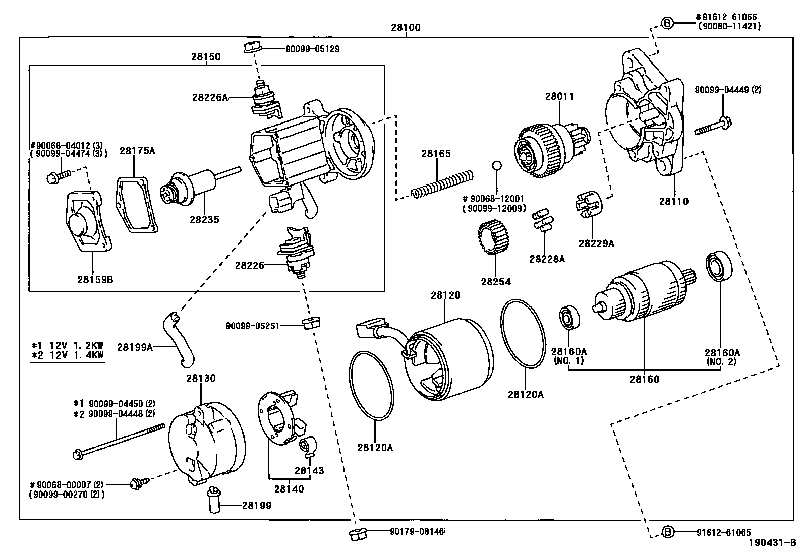Toyota COROLLA 起动机 EPC diagram — 190431B