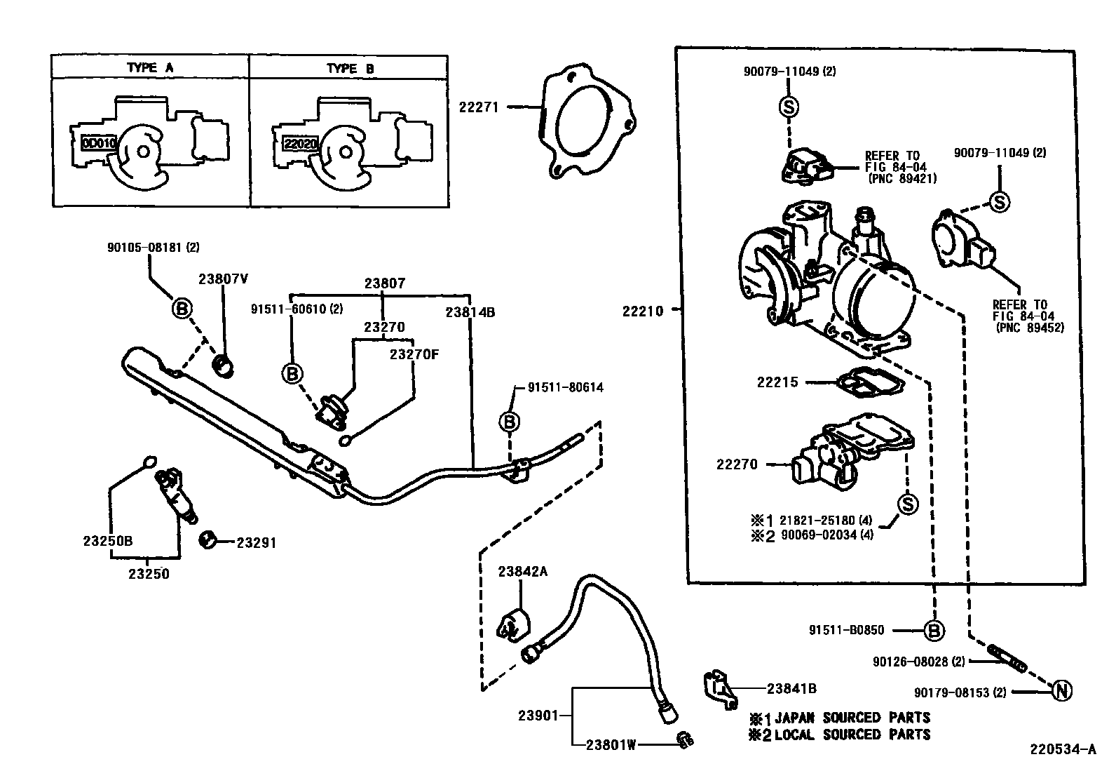 Toyota COROLLA 燃油喷射系统 EPC diagram — 220534A