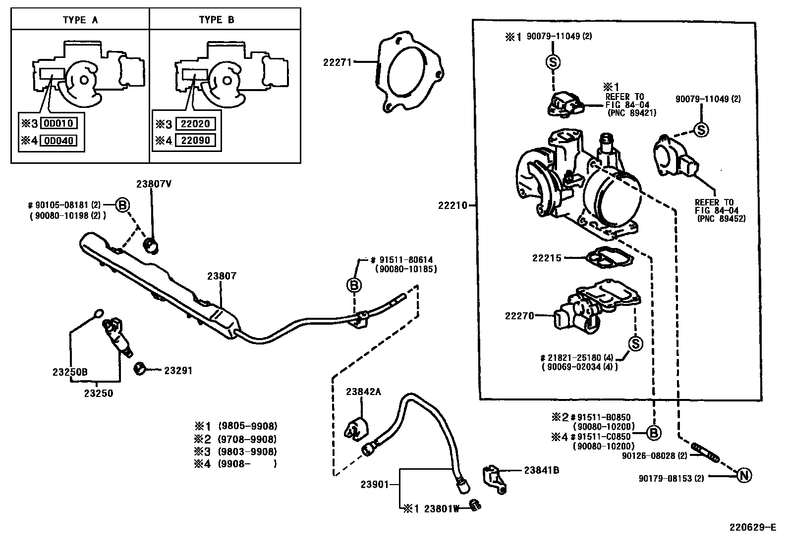 Toyota COROLLA 燃油喷射系统 EPC diagram — 220629E