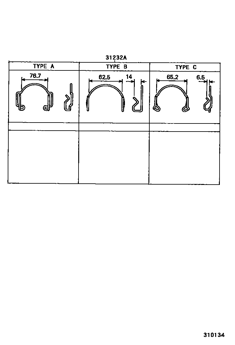 Toyota COROLLA 离合器和分离叉 EPC diagram — 310134