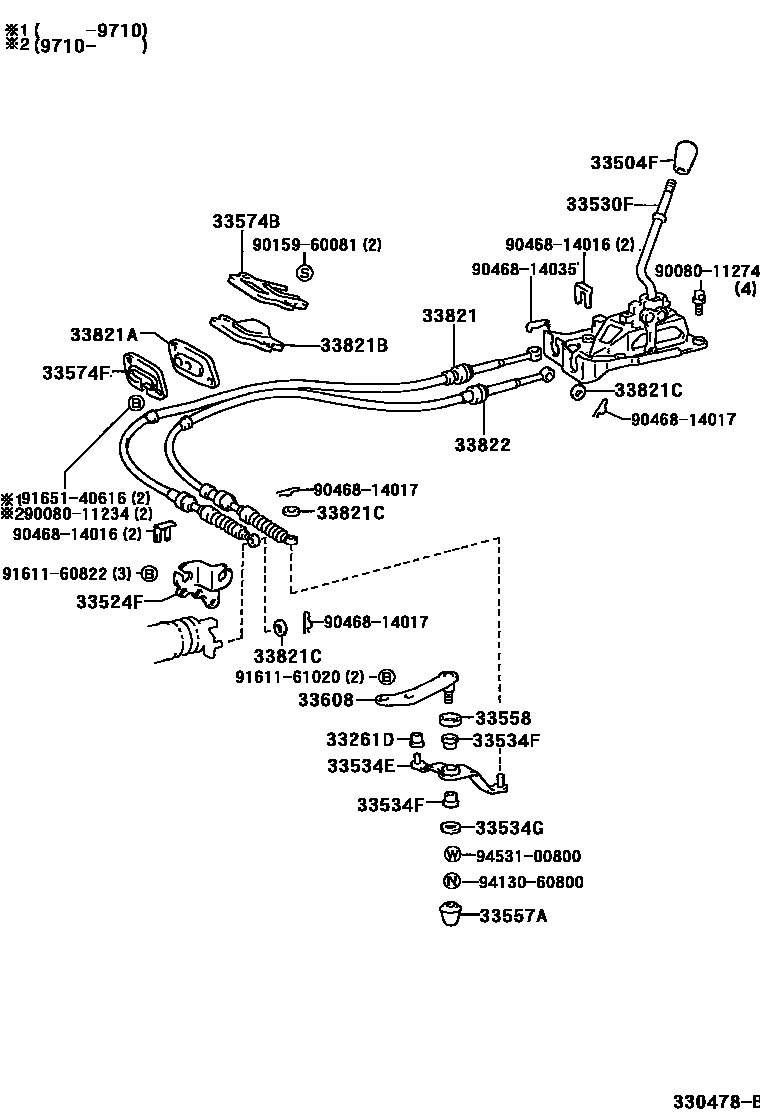 Toyota COROLLA Shift Lever & Retainer EPC diagram — 330478B