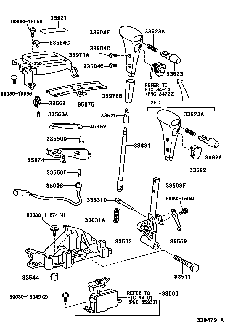 Toyota COROLLA Shift Lever & Retainer EPC diagram — 330479A