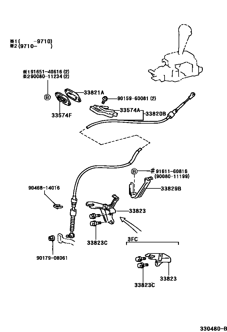 Toyota COROLLA Shift Lever & Retainer EPC diagram — 330480B
