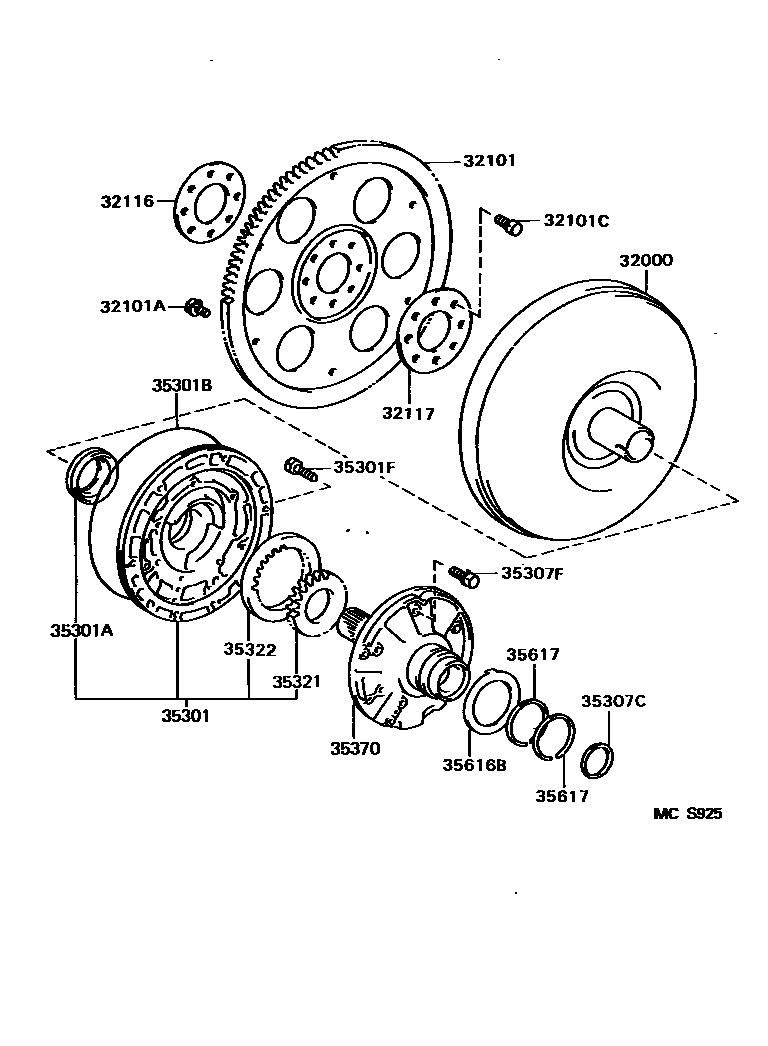 Toyota COROLLA 变矩器、前油泵和链条(ATM) EPC diagram — MCS925