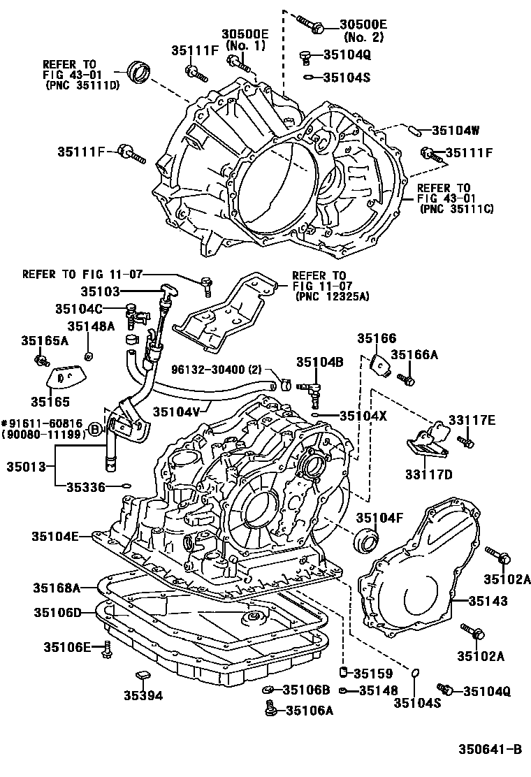 Toyota COROLLA 变速器壳和油底壳(ATM) EPC diagram — 350641B