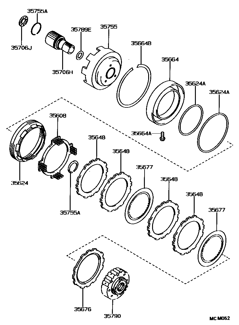 Toyota COROLLA 中央支架和行星太阳齿轮(ATM) EPC diagram — MCM052