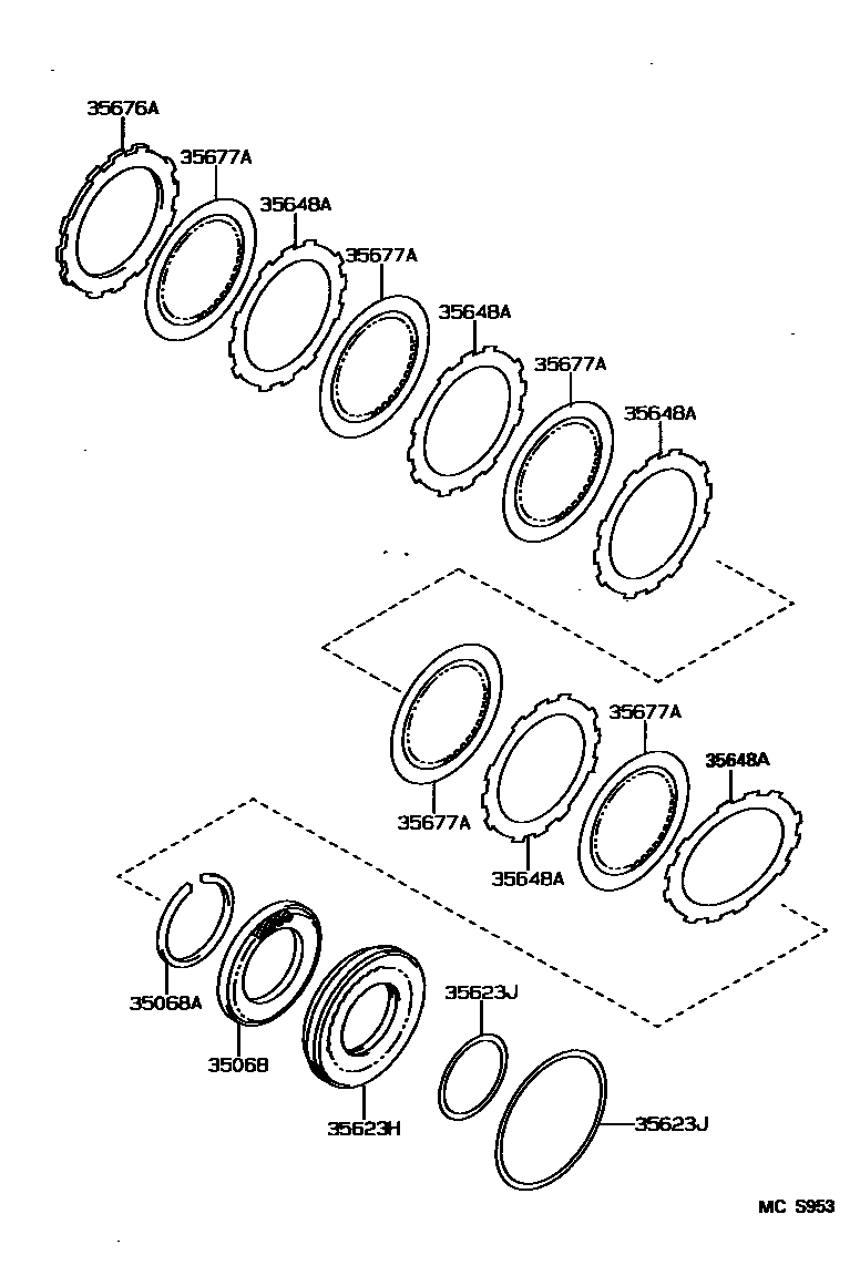 Toyota COROLLA 3号制动器、一档和倒档制动器(ATM) EPC diagram — MCS953
