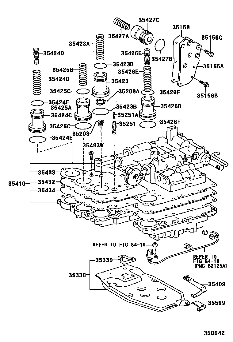 Toyota COROLLA 阀体和滤油网(ATM) EPC diagram — 350642