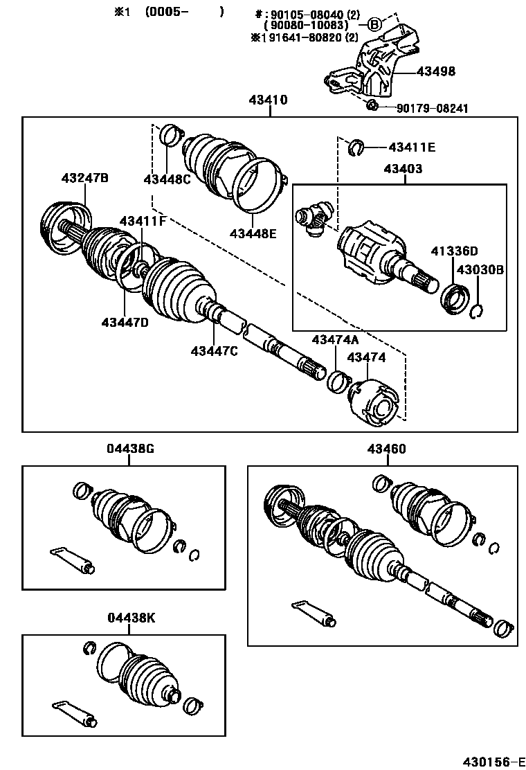 Toyota COROLLA Front Drive Shaft EPC diagram — 430156E