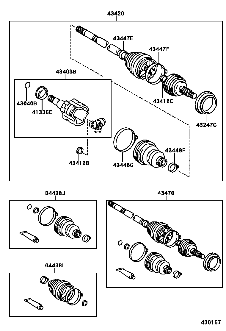 Toyota COROLLA Front Drive Shaft EPC diagram — 430157