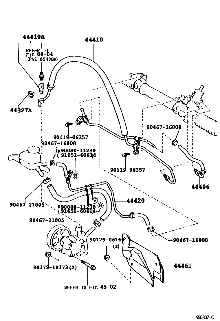 Toyota COROLLA 动力转向配管 EPC diagram — 450807C