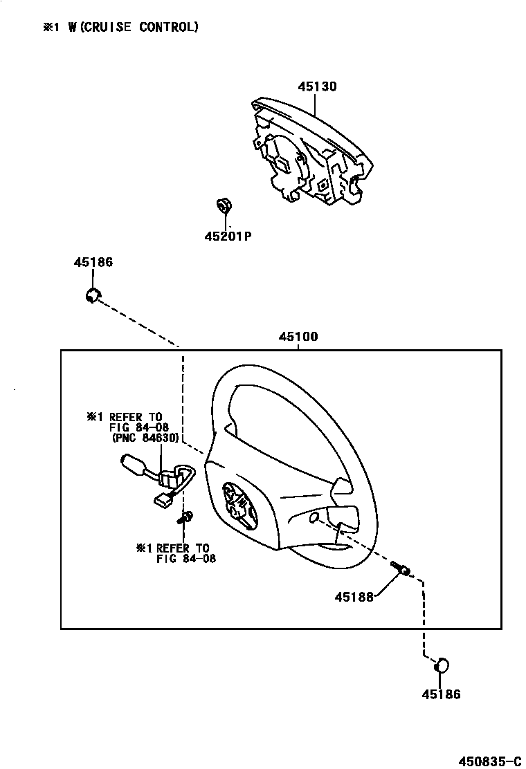 Toyota COROLLA Steering Wheel EPC diagram — 450835C