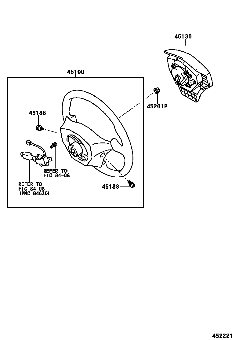 Toyota COROLLA Steering Wheel EPC diagram — 452221