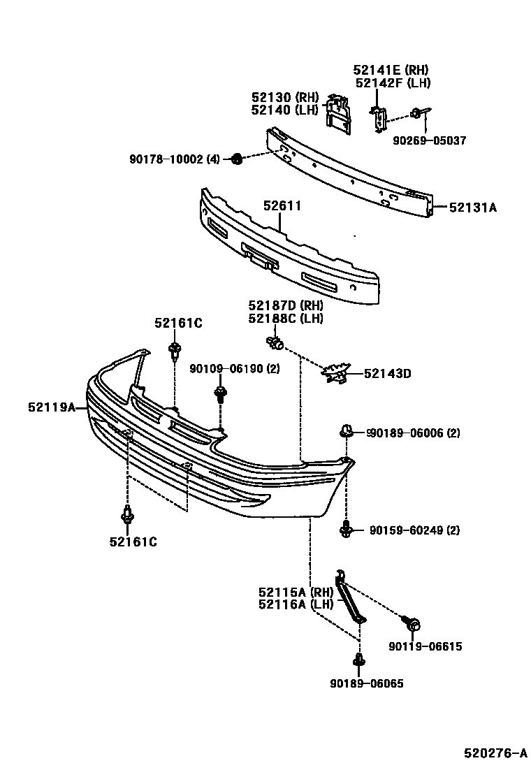 Toyota COROLLA 前保险杠及附件 EPC diagram — 520276A