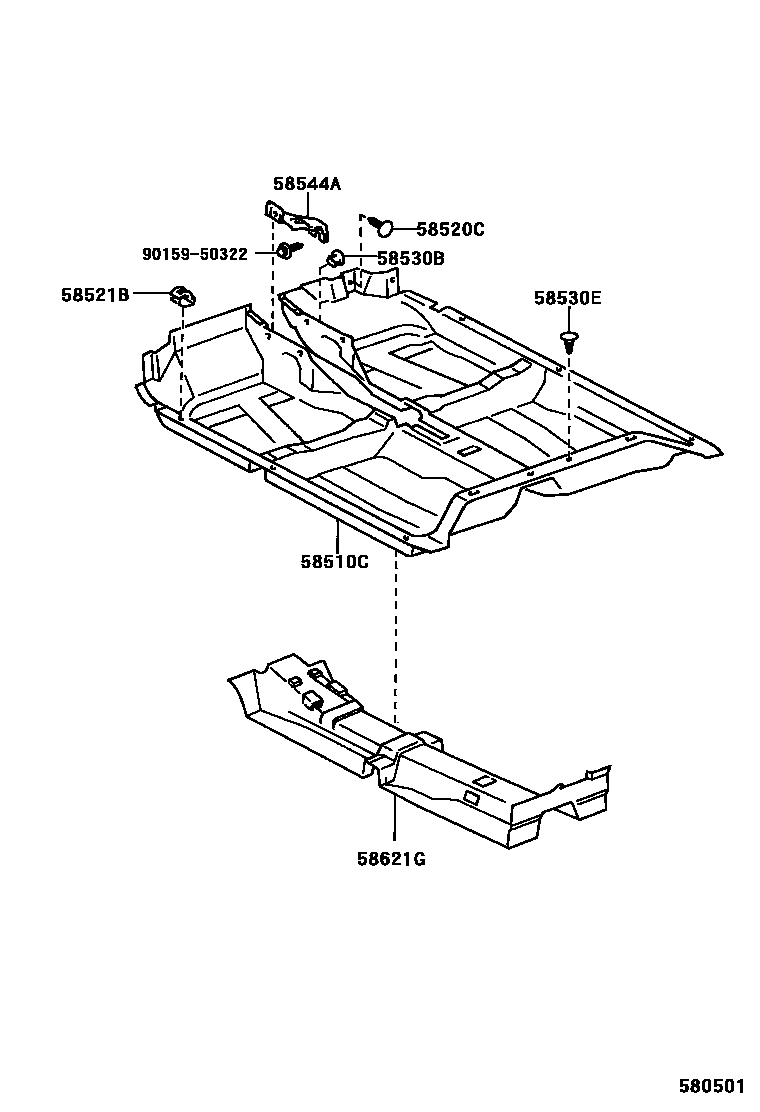 Toyota COROLLA 地板垫和地毯 EPC diagram — 580501