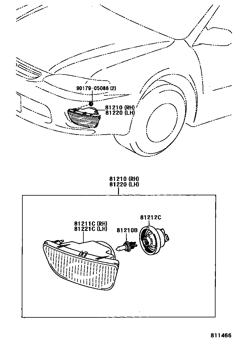 Toyota COROLLA Fog Lamp EPC diagram — 811466