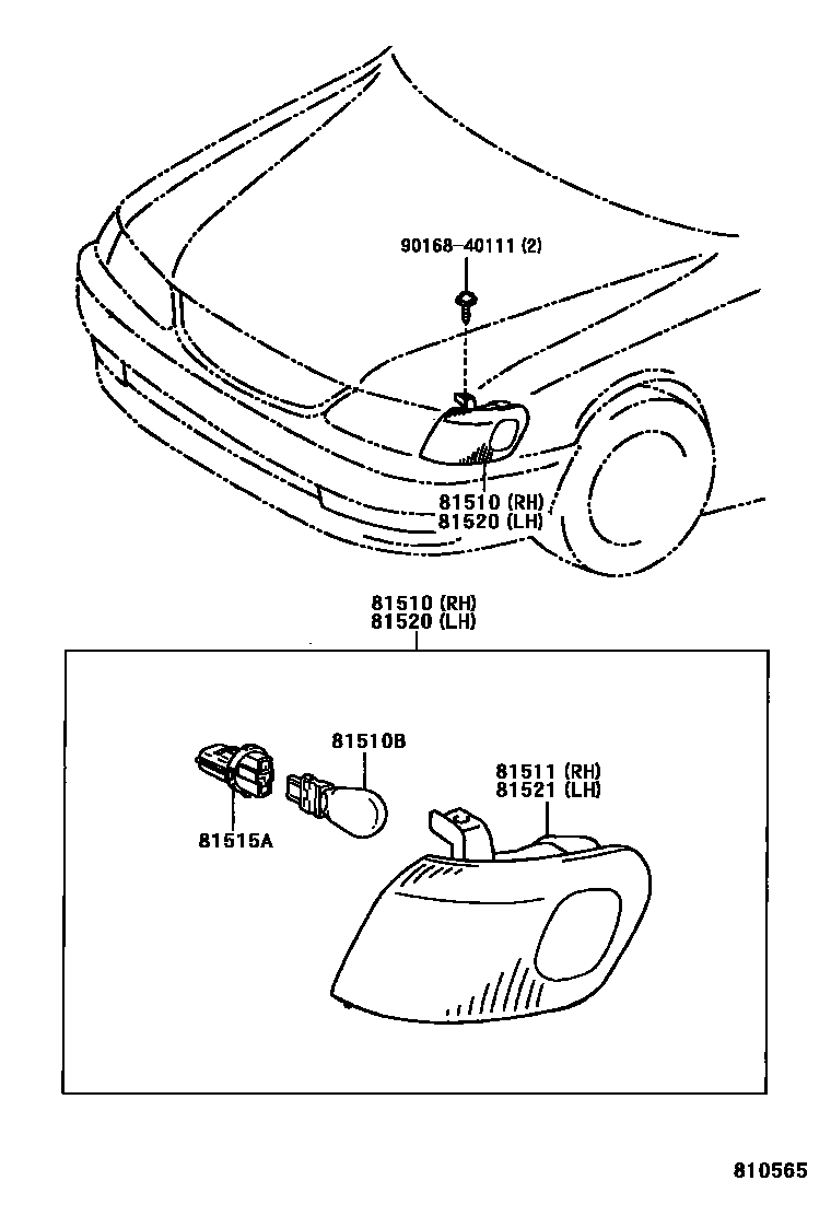 Toyota COROLLA 前转向灯 EPC diagram — 810565