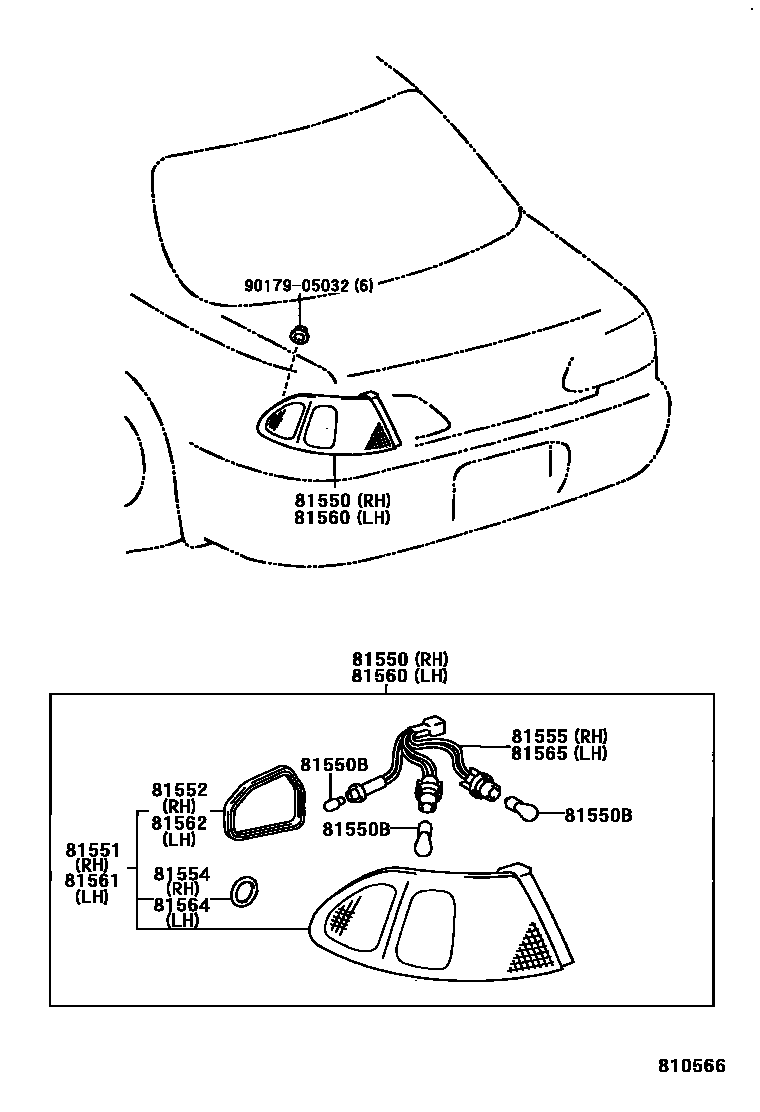 Toyota COROLLA 后组合灯 EPC diagram — 810566