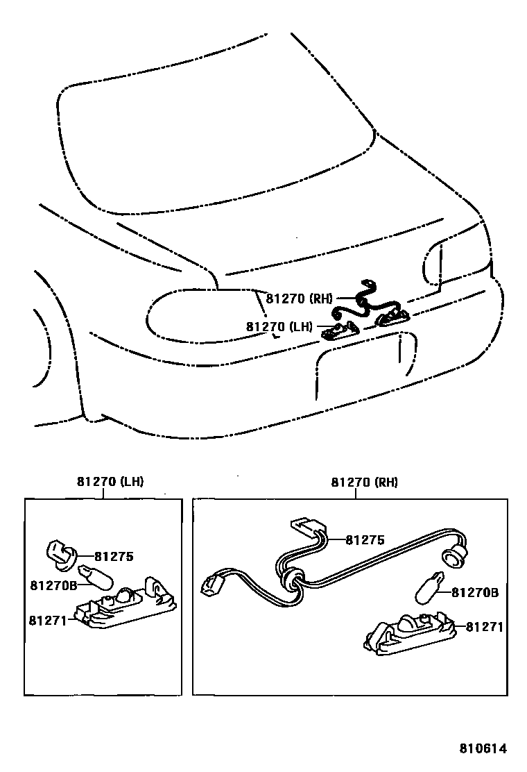 Toyota COROLLA 后牌照灯 EPC diagram — 810614