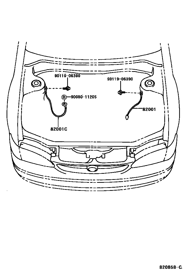 Toyota COROLLA 线束和卡夹 EPC diagram — 820858C