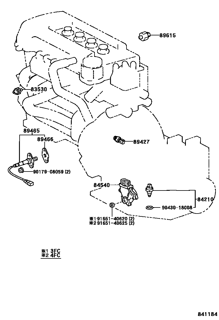 Toyota COROLLA 开关和继电器和ECU EPC diagram — 841184