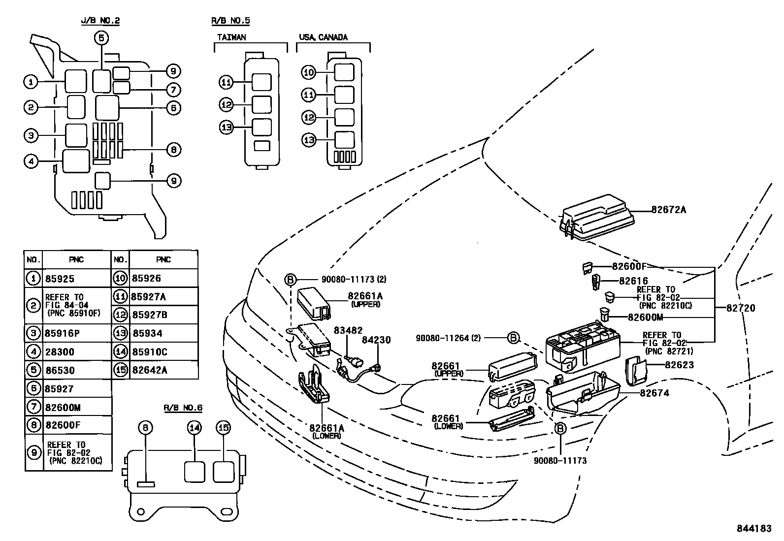 Toyota COROLLA 开关和继电器和ECU EPC diagram — 844183