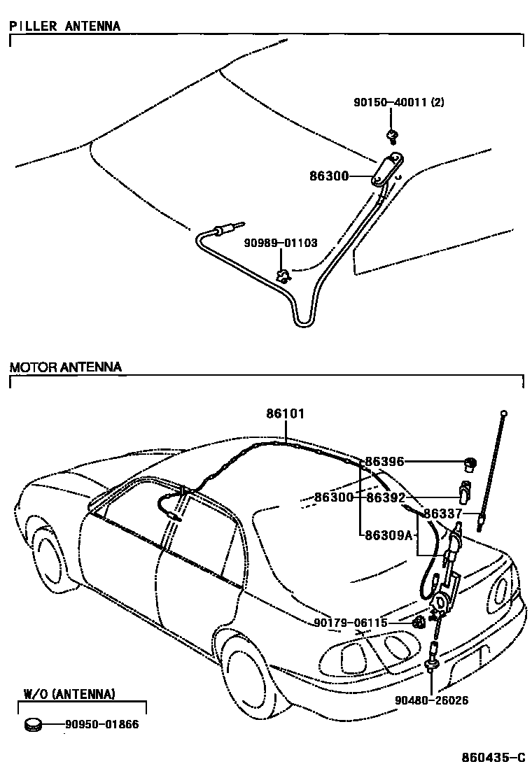 Toyota COROLLA antenna EPC diagram — 860435C