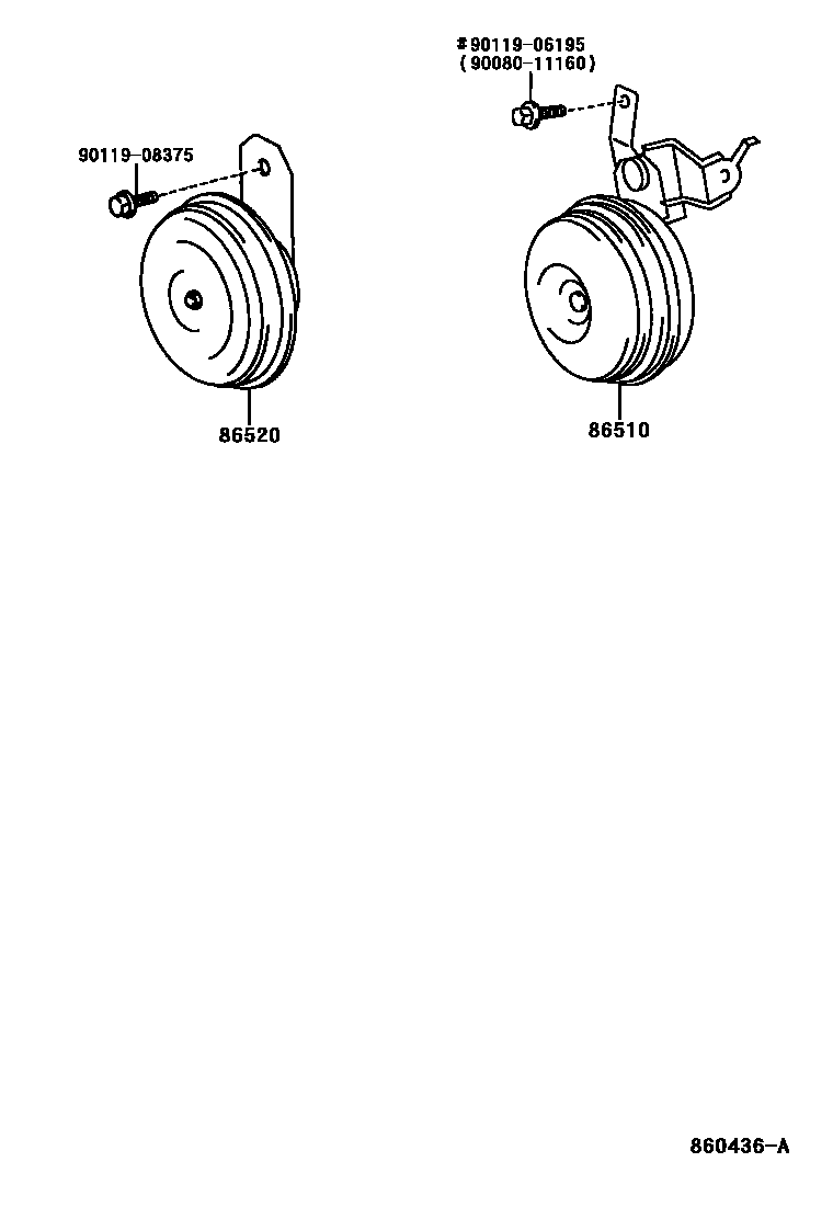 Toyota COROLLA 喇叭 EPC diagram — 860436A
