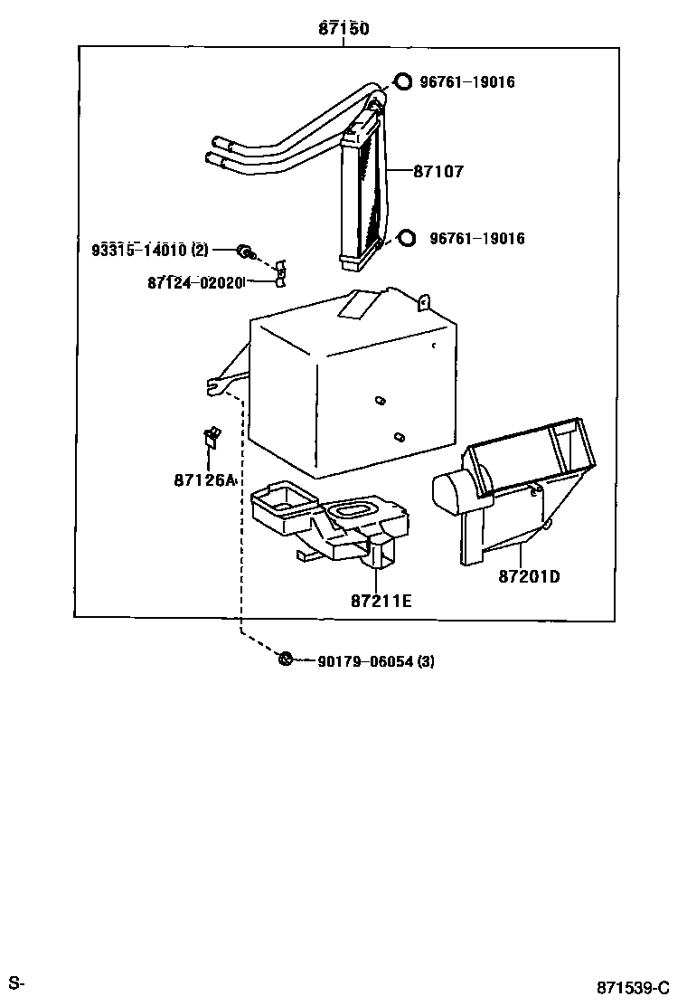 Toyota COROLLA 暖风和空调系统 - 加热装置和鼓风机 EPC diagram — 871539C