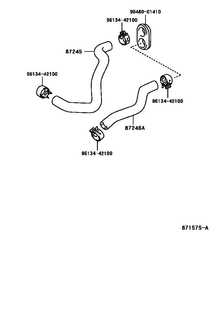 Toyota COROLLA 暖风和空调系统 - 水管 EPC diagram — 871575A