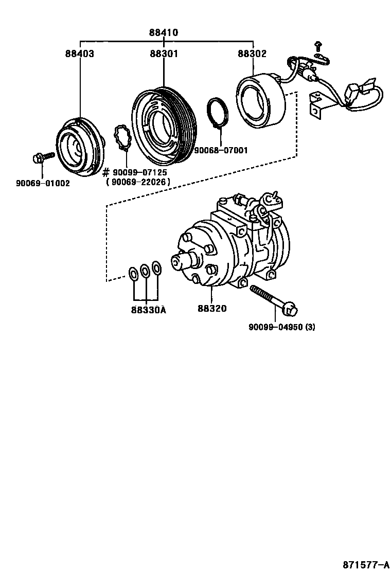 Toyota COROLLA Heating & Air Conditioning - Compressor EPC diagram — 871577A
