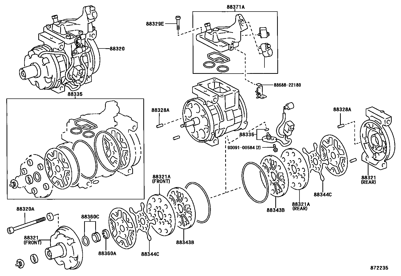 Toyota COROLLA Heating & Air Conditioning - Compressor EPC diagram — 872235