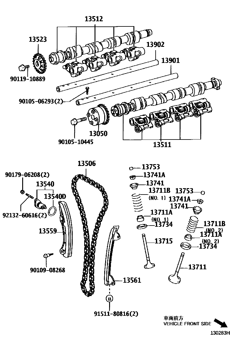 Toyota COROLLA Camshaft & Valve EPC diagram — 130283H
