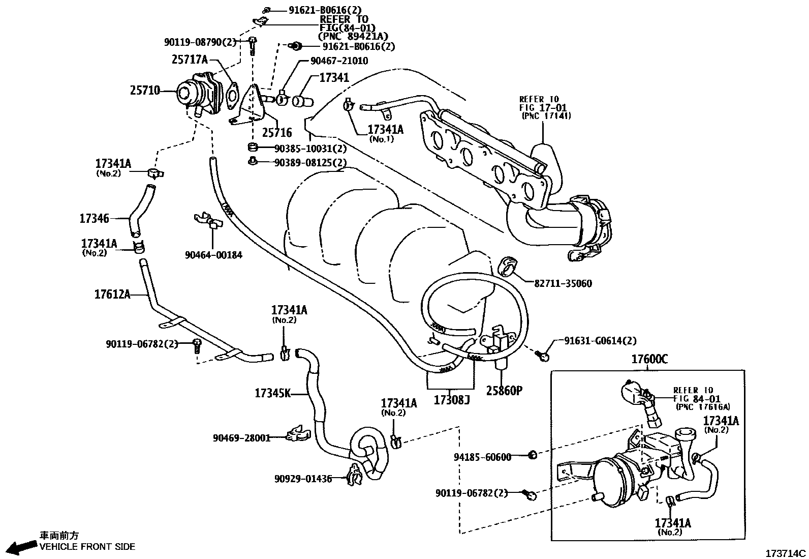 Toyota COROLLA 歧管喷气系统 EPC diagram — 173714C