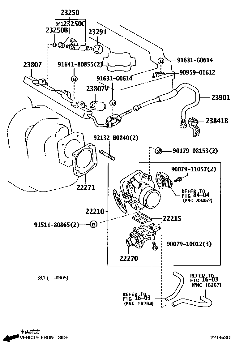 Toyota COROLLA 燃油喷射系统 EPC diagram — 221453D