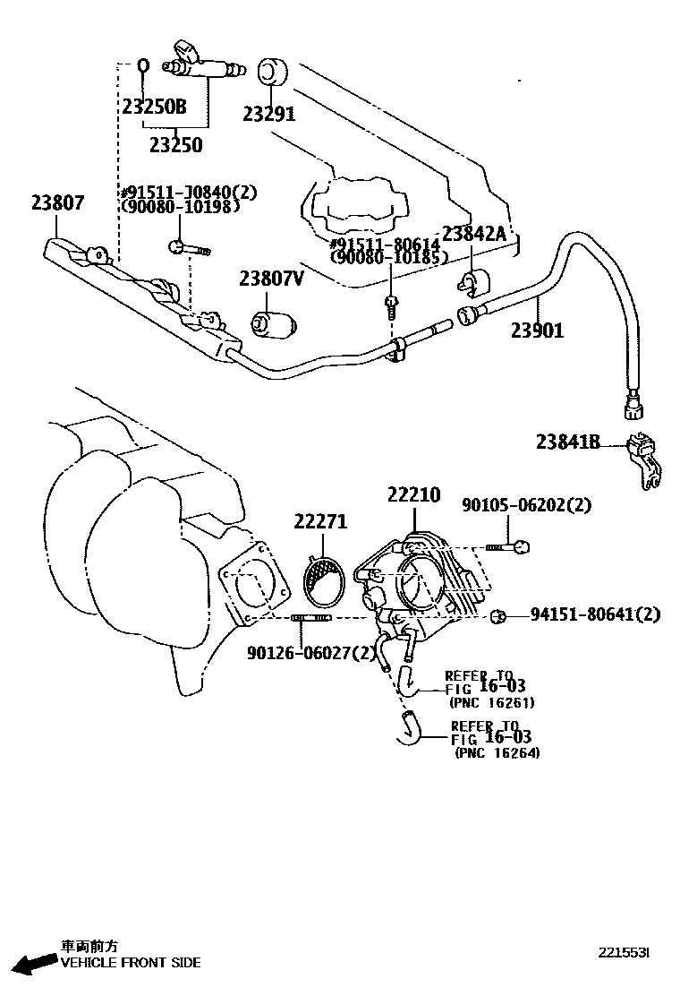 Toyota COROLLA 燃油喷射系统 EPC diagram — 221553I