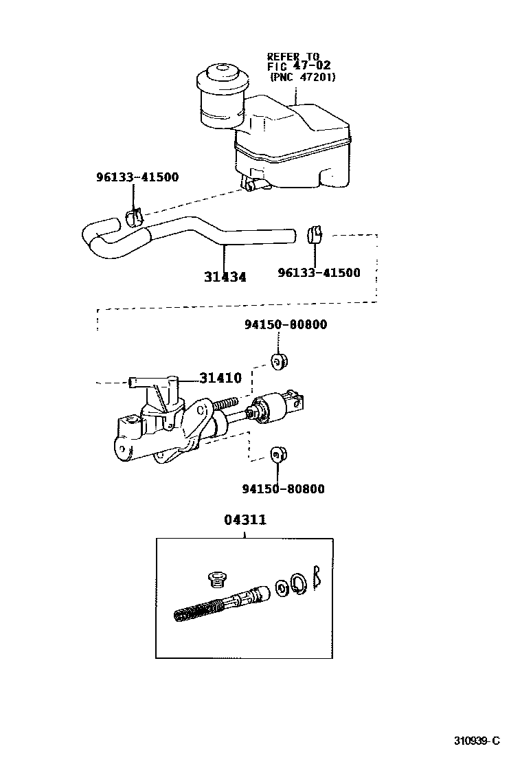 Toyota COROLLA 离合器总泵 EPC diagram — 310939C