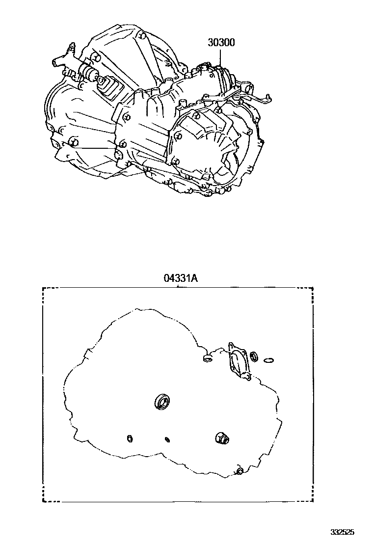Toyota COROLLA 传动桥或变速器总成和衬垫组件(MTM) EPC diagram — 332525