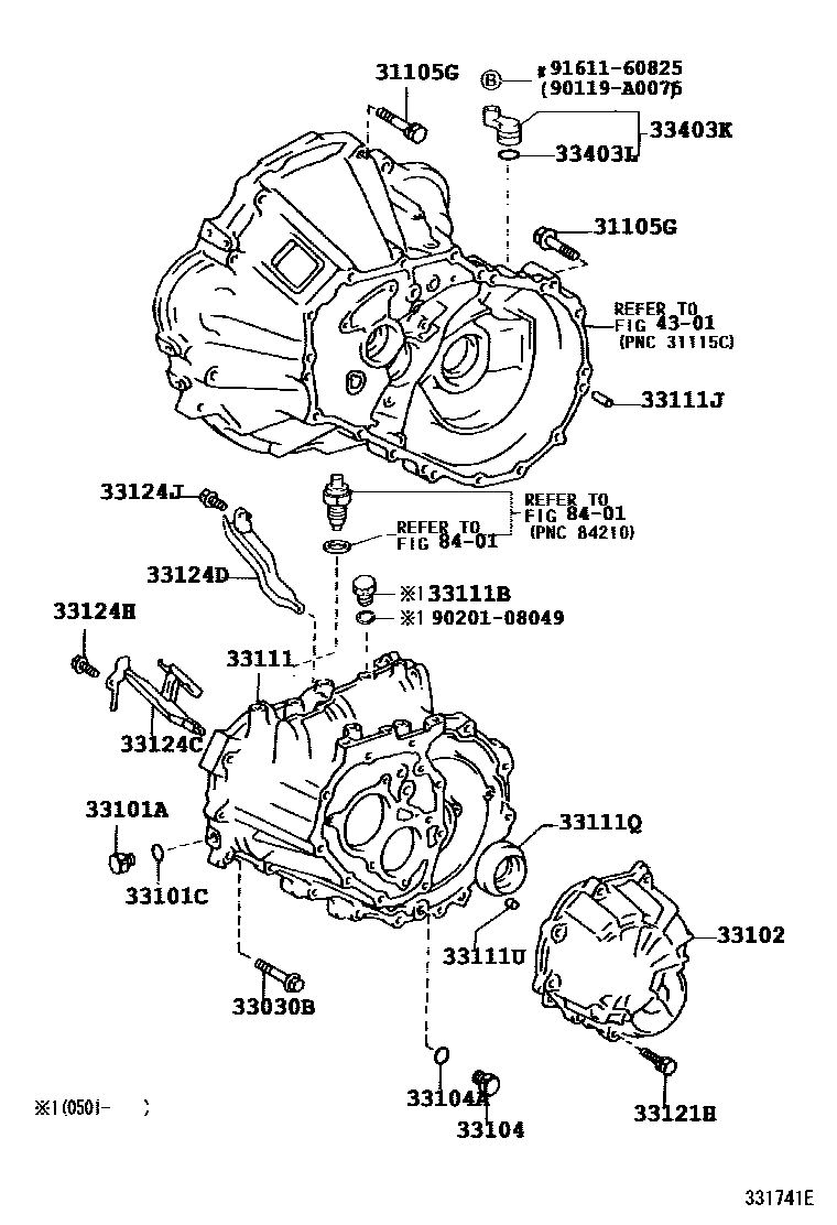 Toyota COROLLA 离合器壳和变速器壳(MTM) EPC diagram — 331741E