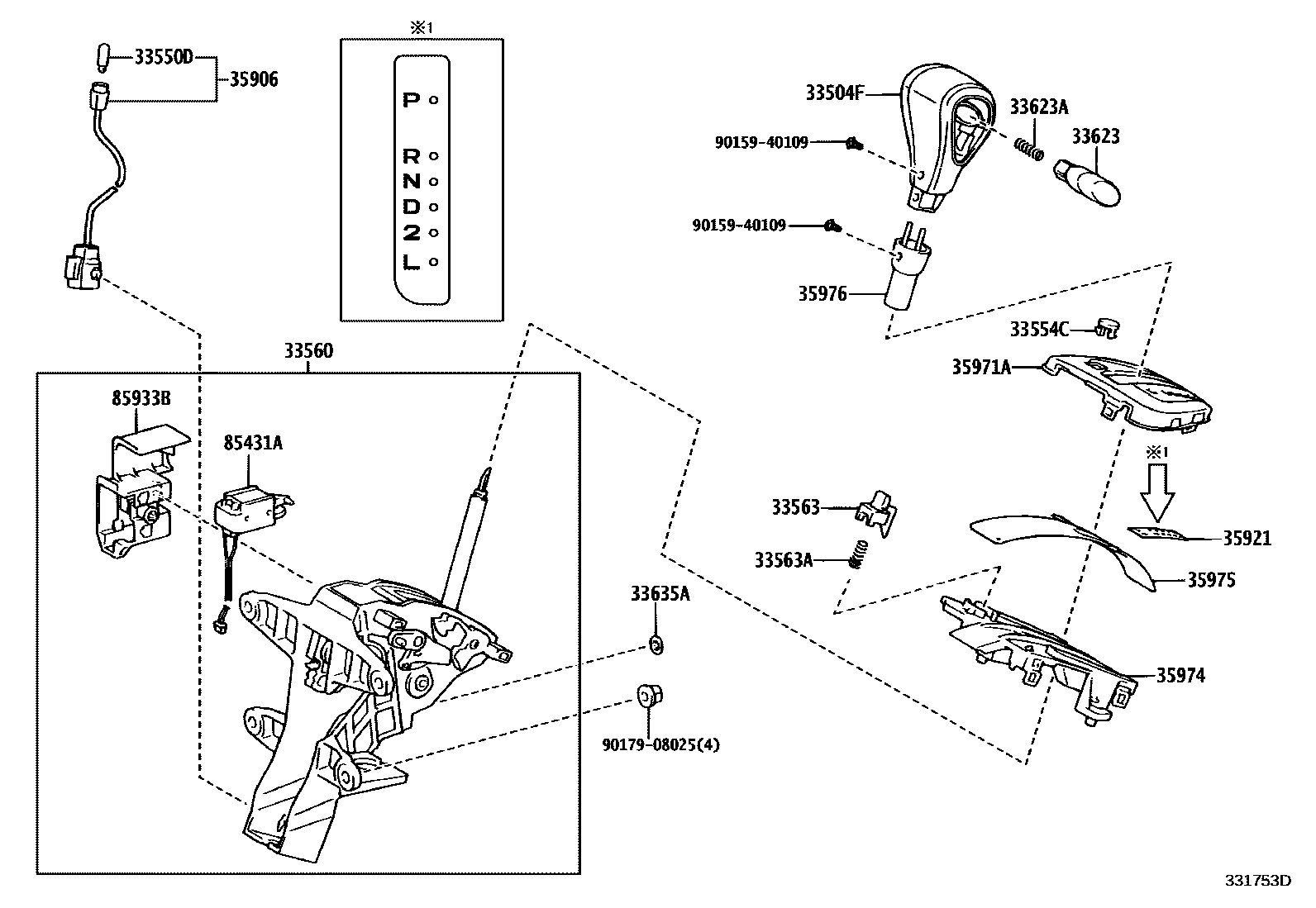 Toyota COROLLA Shift Lever & Retainer EPC diagram — 331753D