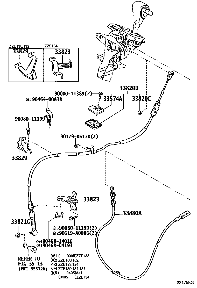 Toyota COROLLA Shift Lever & Retainer EPC diagram — 331755G